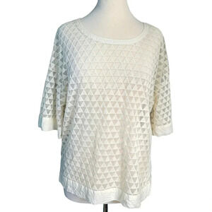 Stylus Short Sleeved Cream Colored Pullover Semi-Sheer Top Size Large